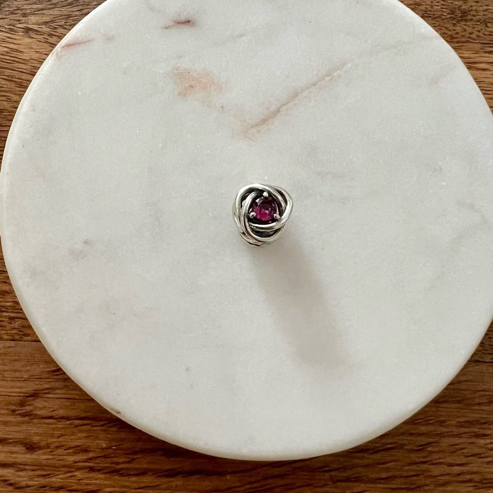 Pandora Silver Charm Pink Stone